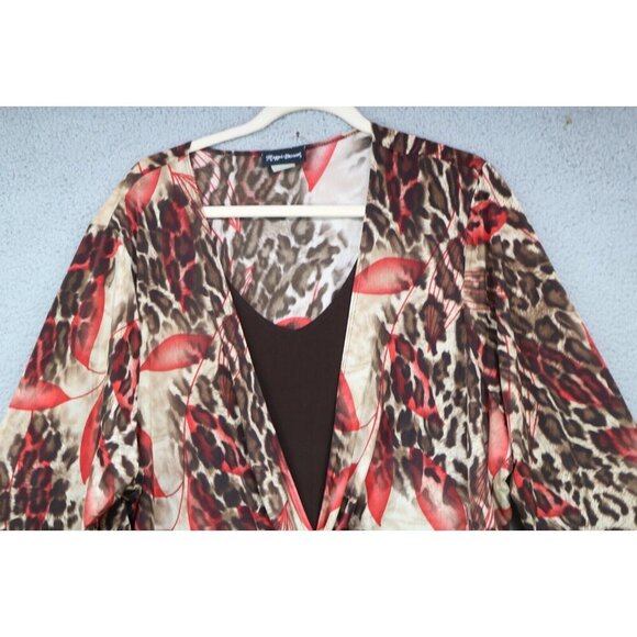 Maggie Barnes 3/4 Sleeve Silky Top-Size 2X-Animal Print - Picture 2 of 10